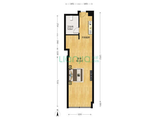 锦绣联合商务大厦 1室0厅1卫 68平方