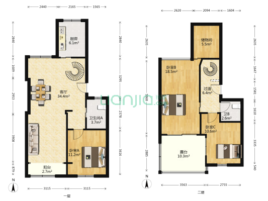 佳汇景苑 3室1厅2卫 118平方
