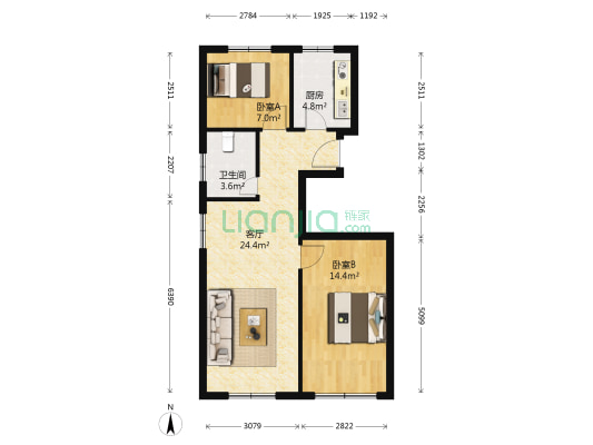 振华路 2室1厅1卫 72平方