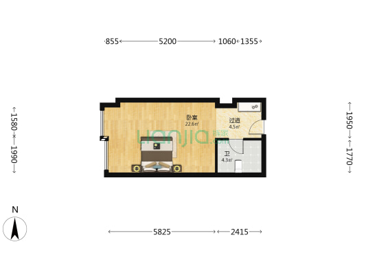 莲城大厦 1室0厅1卫 47平方