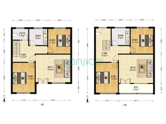 恒州北街3-26号 4室2厅1卫 210平方