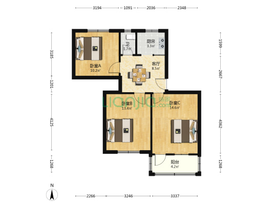 江寺路116号 3室1厅1卫 72平方