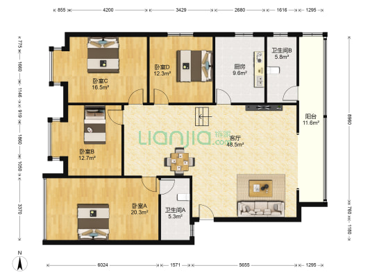 文博街49号附2号 4室1厅2卫 143平方