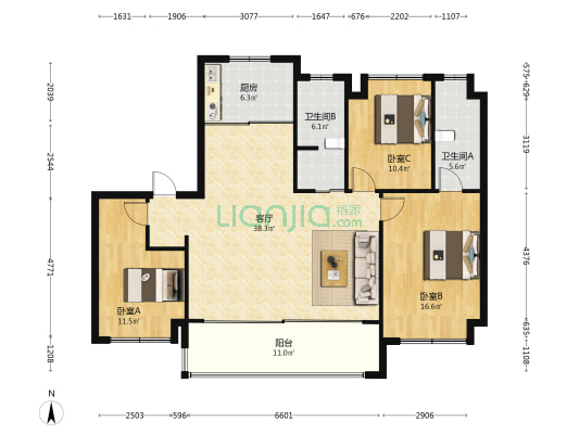 颐和铂樾府 3室1厅2卫 131平方