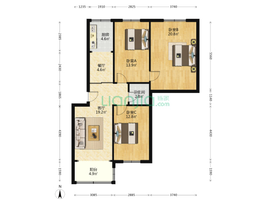 福雅里大楼 3室2厅1卫 110平方