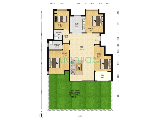 邦泰伯益星辰未来 4室1厅2卫 118平方