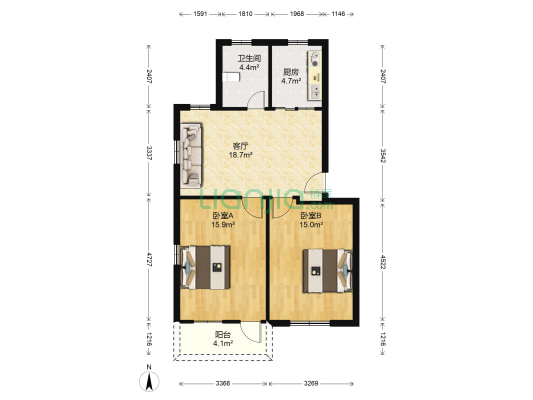 金山新村西区 2室1厅1卫 72平方