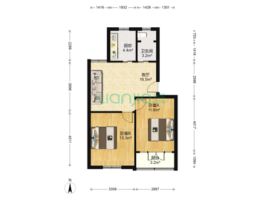 绿园十一村 2室1厅1卫 68平方