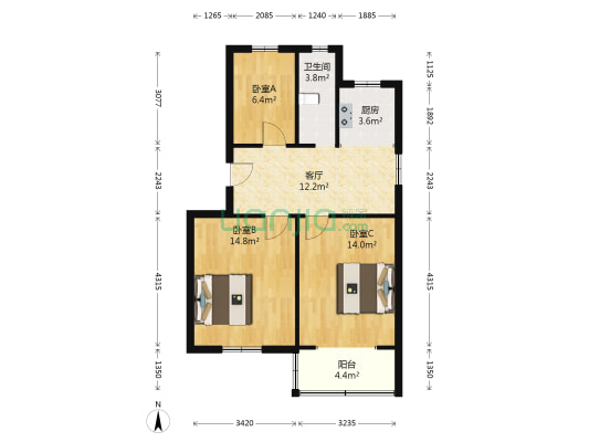 苜卫路25号 3室1厅1卫 75平方