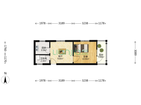 明光路123号 1室1厅1卫 37平方