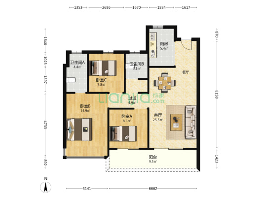 金辉象屿·观澜云庭 3室1厅2卫 105平方