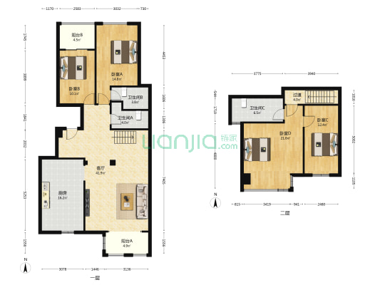 和贵南山上 4室1厅3卫 170平方