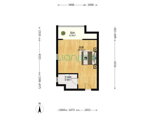 鼎鑫商务广场 1室0厅1卫 54平方