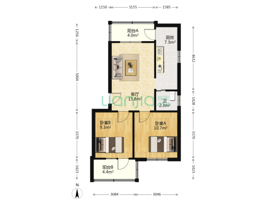 干警楼 2室1厅1卫 70平方