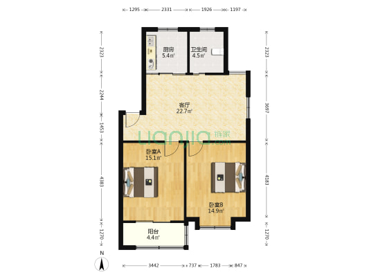 迎春家园 2室1厅1卫 77平方