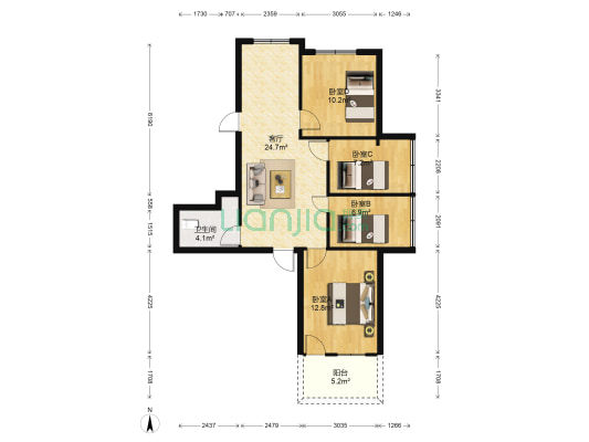 光明港新村 4室1厅1卫 112平方