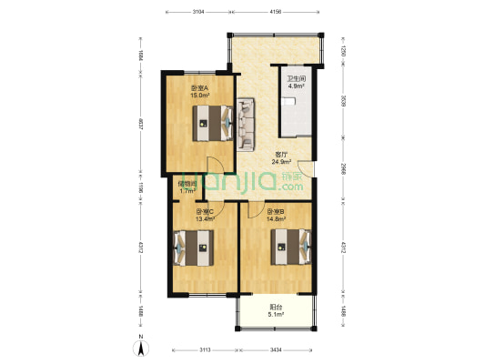 西康胡同 3室1厅1卫 100平方