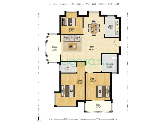 品尚雅居 3室1厅2卫 131平方