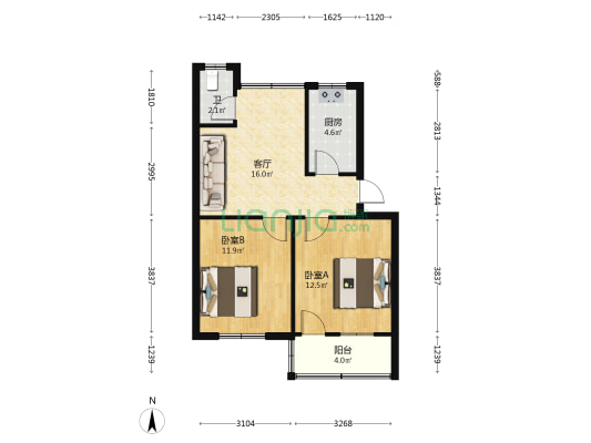 米庄电气化二处一段二段 2室1厅1卫 67平方