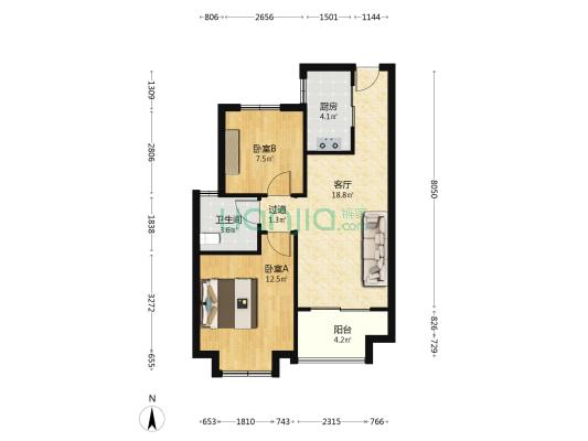 流云苑 2室1厅1卫 68平方