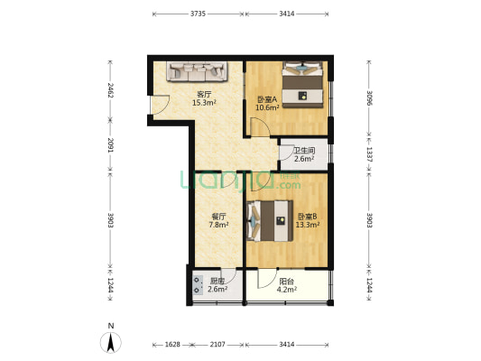青年东街南巷9号 2室2厅1卫 73平方
