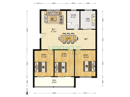 富贵北园 3室1厅1卫 123平方