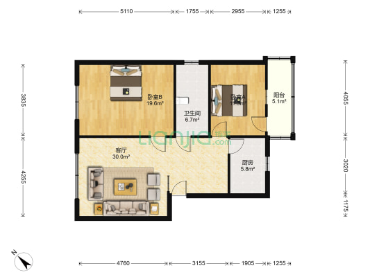 新宇公寓A区 2室1厅1卫 92平方