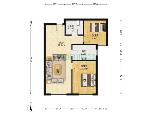 理想湾好楼层，临门口好位置，诚心出售-户型图