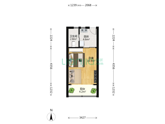 北石路142号 1室0厅1卫 31平方