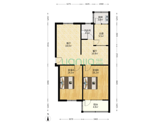 文庙街35号院 2室2厅1卫 94平方