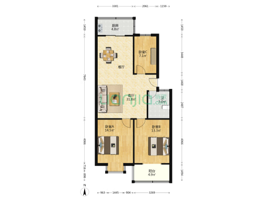 安居楼 3室1厅1卫 98平方