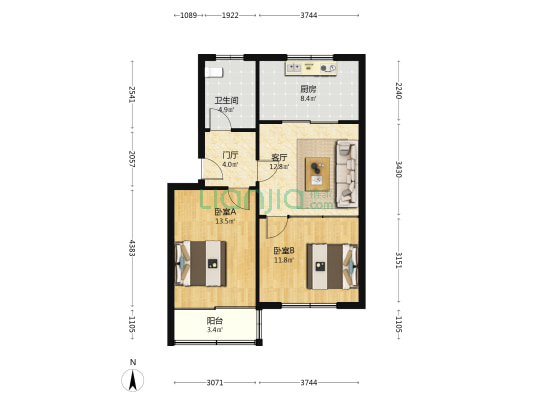 胶南市交通局家属院 2室1厅1卫 70平方