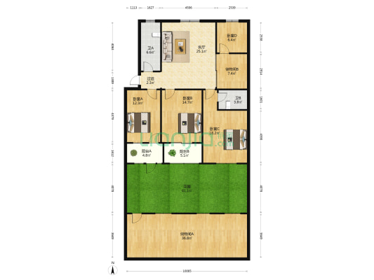 文兴路568号 4室1厅2卫 113平方