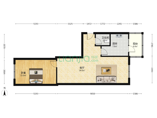 档案小区 1室1厅1卫 84平方