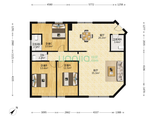 金虹大厦 3室2厅3卫 142平方