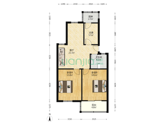 省一建宿舍70号 2室1厅1卫 79平方