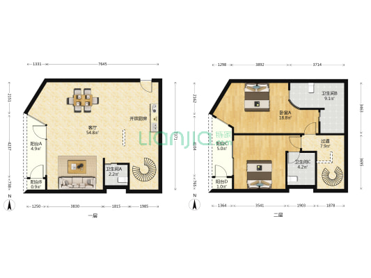 乌南396 2室1厅3卫 168平方