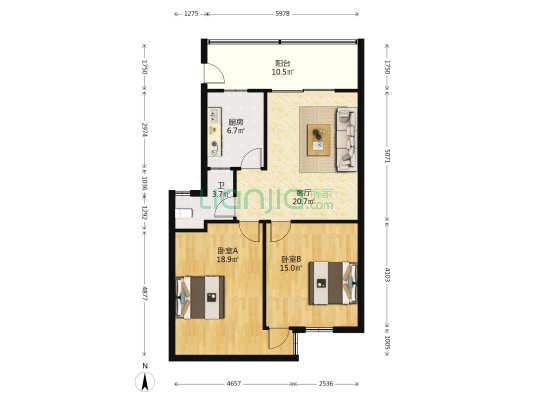 东升大街8号 2室1厅1卫 92平方