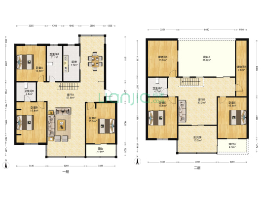 花园二村 5室2厅3卫 149平方