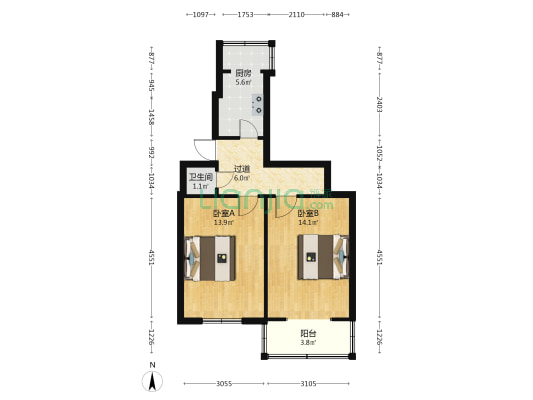 府东街85号院 2室0厅1卫 55平方