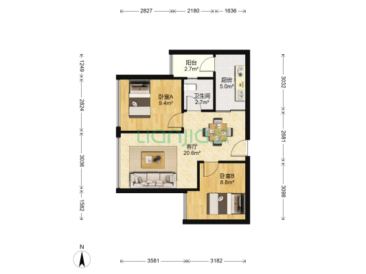 保利春天花语 2室1厅1卫 50平方