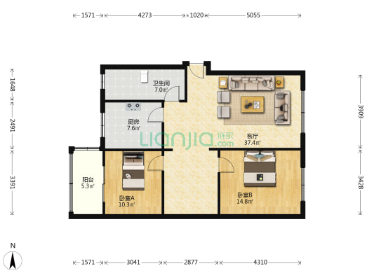 太阳岛小区 2室1厅1卫 100平方