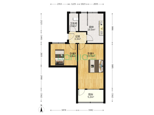 环新南弄 2室0厅1卫 64平方