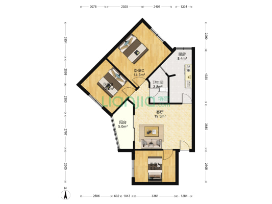 龙舟路小区1号 3室1厅1卫 75平方