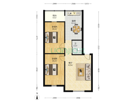 新安一区 2室1厅1卫 80平方
