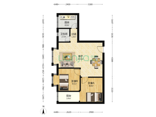 世豪大厦 2室1厅1卫 68平方