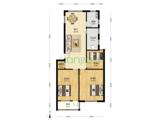 文林新村 3室1厅1卫 95平方