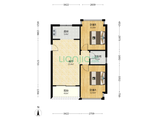 来康郡 2室1厅1卫 77平方