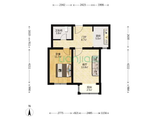 永兴家园 1室1厅1卫 61平方