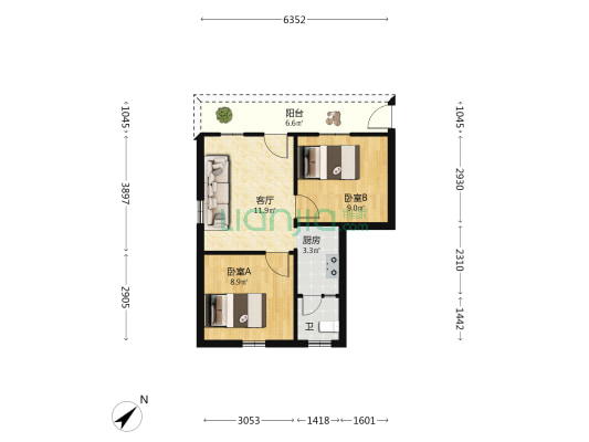 紫里 2室1厅1卫 40平方
